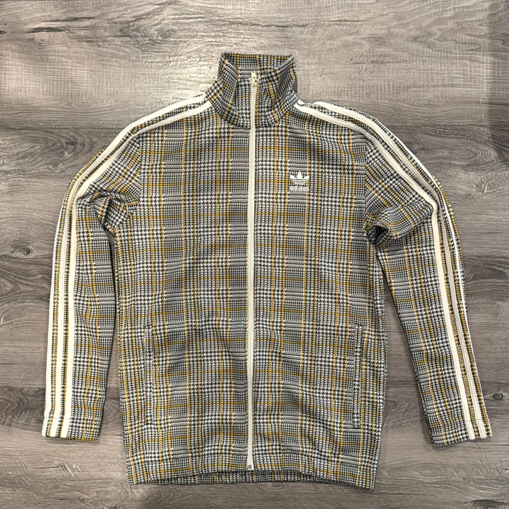 Adidas Men's Yellow and Brown Houndstooth Print  Jacket ( Unisex)